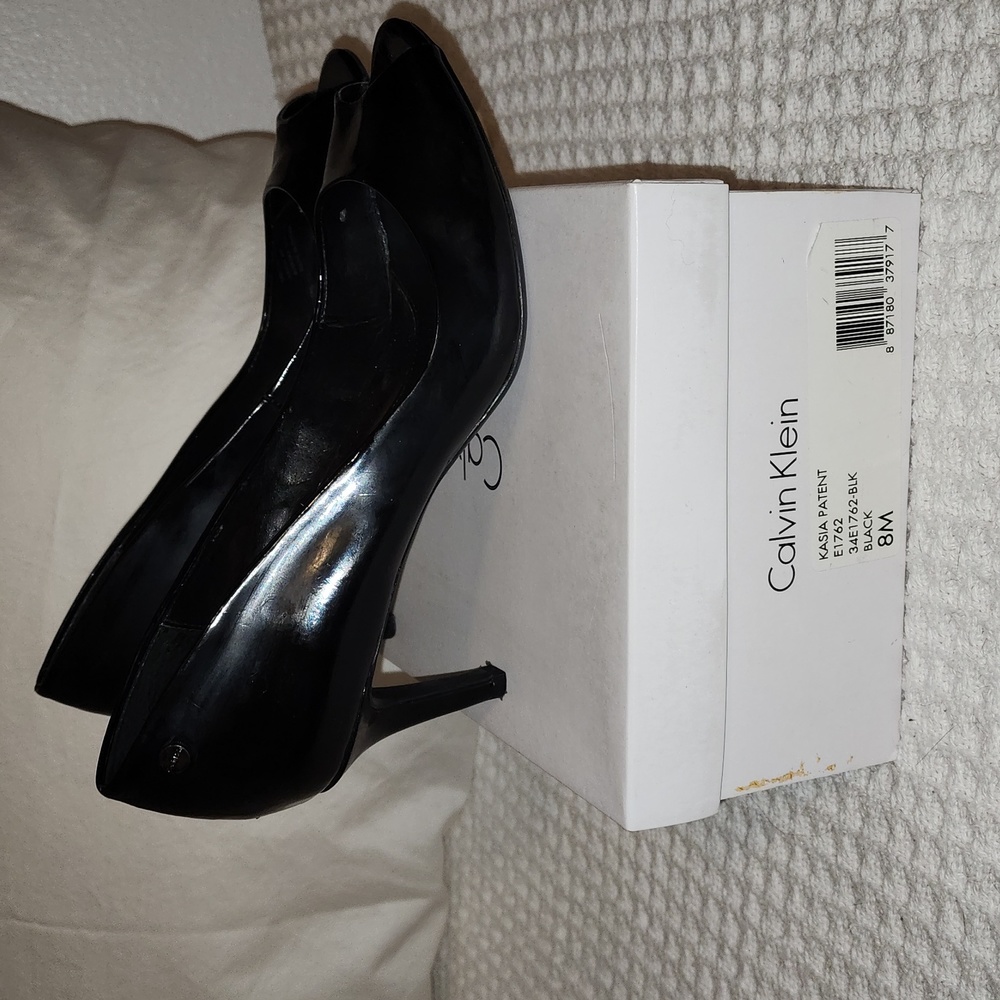 Calvin Klein Kasia Patent peep toe pumps